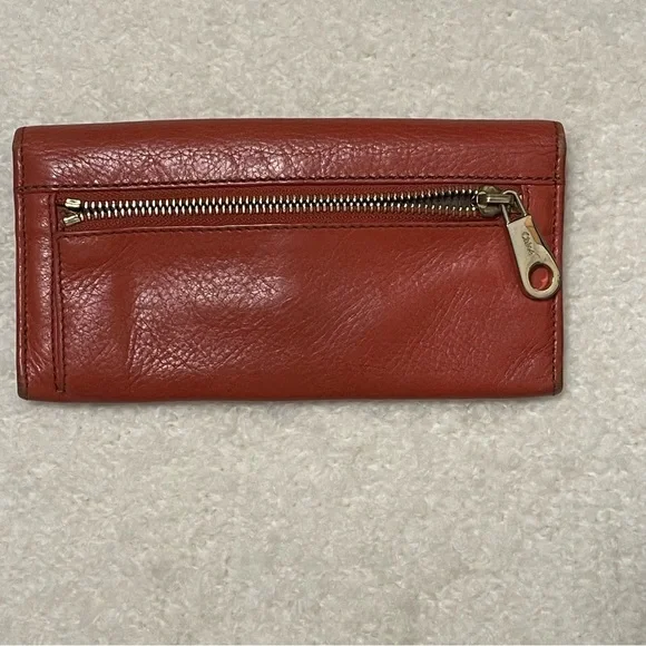 Authentic Chloe Leather Bow Wallet Persimmon (Orange-Red) - Picture 3 of 13